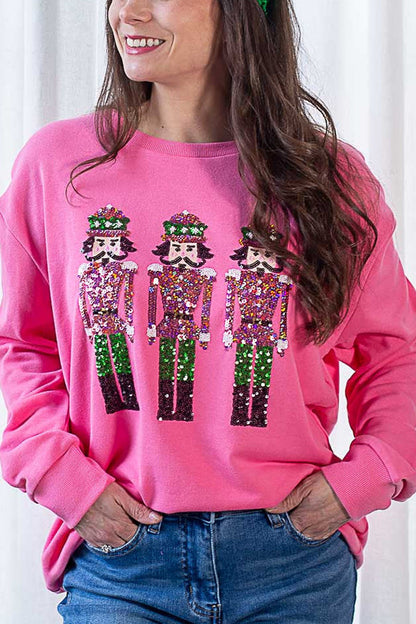 Velina Moda | Christmas Guardian Sequin Loose Casual Sweatshirt