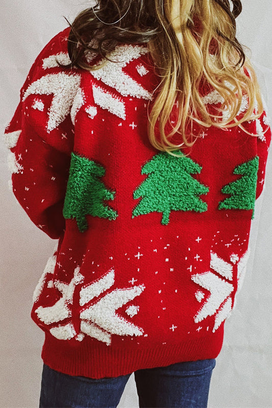 Velina Moda | Christmas Pattern Knitted Round Neck Long Sleeve Sweater