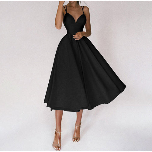 Midi Dress with Thin Straps – Timeless Elegance