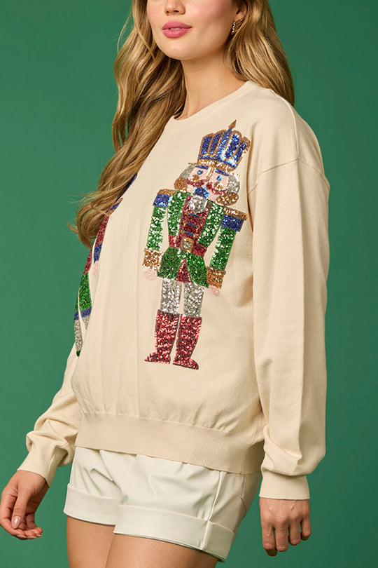 Velina Moda | Christmas Soldier Sequin Fashion Casual Sweatshirt