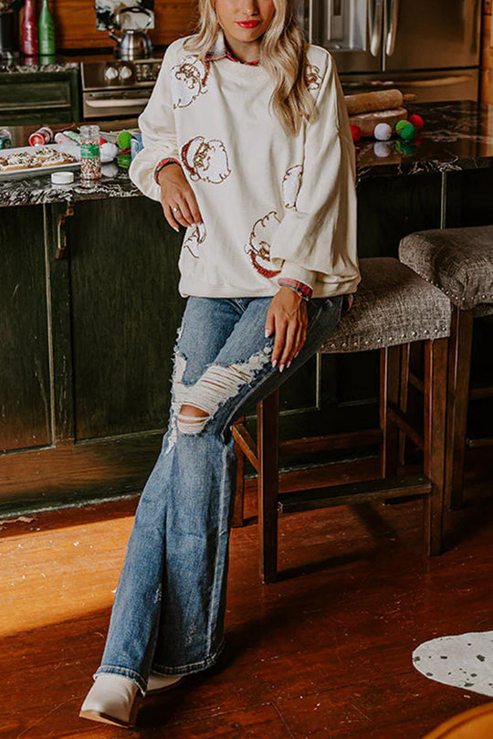 Velina Moda | Santa Claus Sequins Casual Loose Sweatshirt