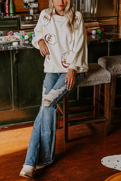 Velina Moda | Santa Claus Sequins Casual Loose Sweatshirt