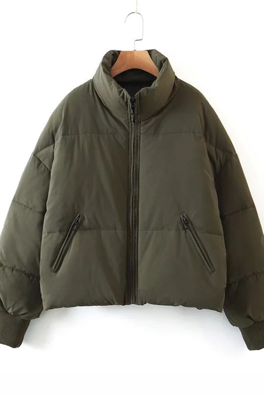 Velina Moda | Collar Zipper Pocket Thick Warm Cotton Jacket