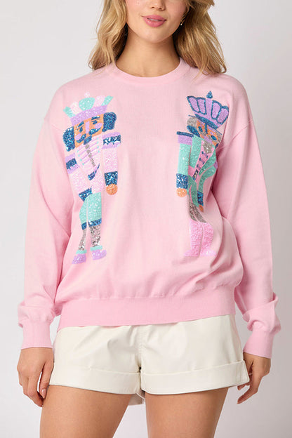 Velina Moda | Christmas Soldier Sequin Fashion Casual Sweatshirt