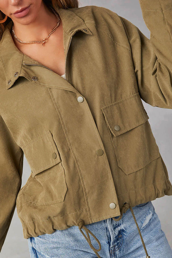 Velina Moda | Checked Lapel Double-Button Two-Pocket Midi Jacket