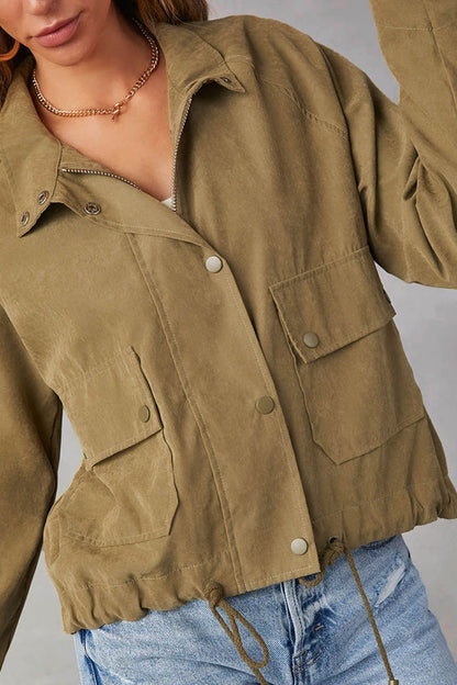 Velina Moda | Checked Lapel Double-Button Two-Pocket Midi Jacket