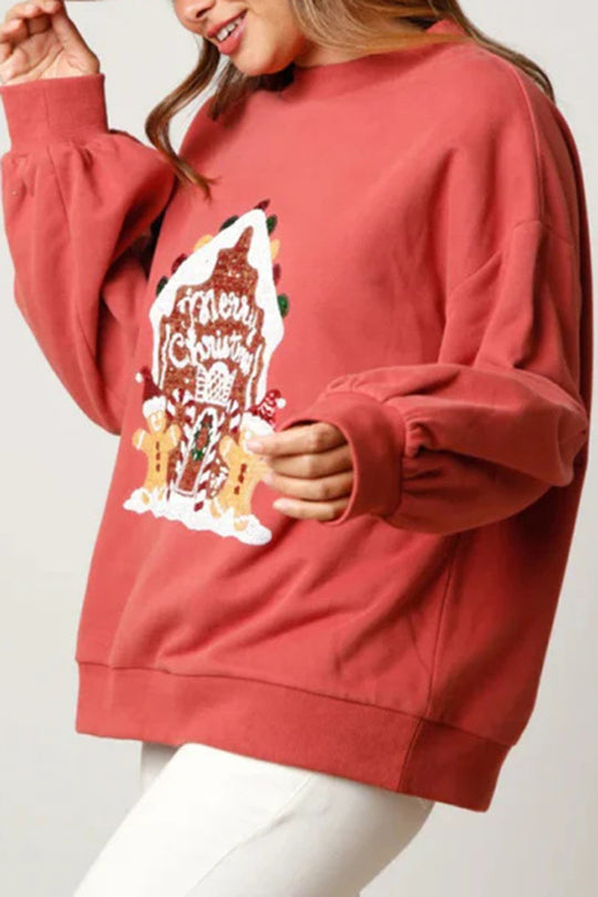 Velina Moda | Christmas Candy House Sequins Casual Loose Sweater