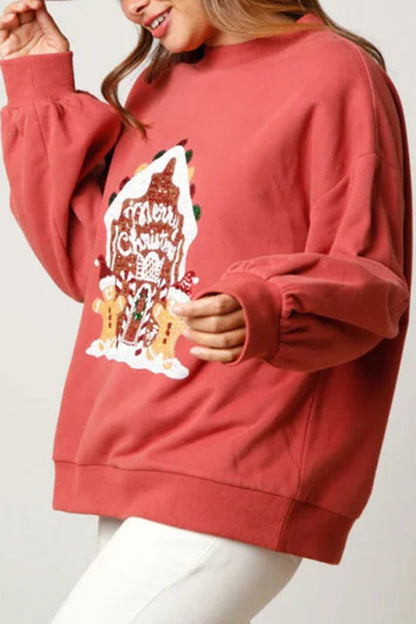 Velina Moda | Christmas Candy House Sequins Casual Loose Sweater