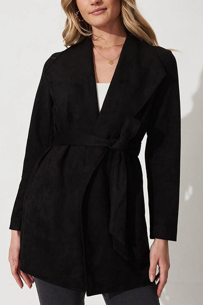 Velina Moda | Color Suit Cardigan Large Lapel Suede Long Sleeve Jacket