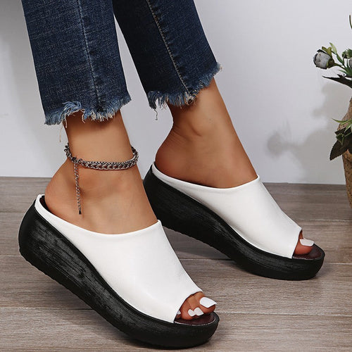 Roma – White mule-style platform sandals