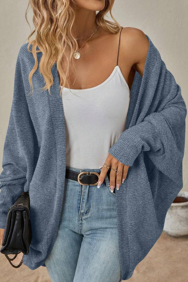Velina Moda | Bat Sleeve Cardigan Loose Knit Jacket