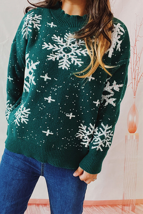 Velina Moda | Christmas Pattern Knitted Round Neck Long Sleeve Sweater