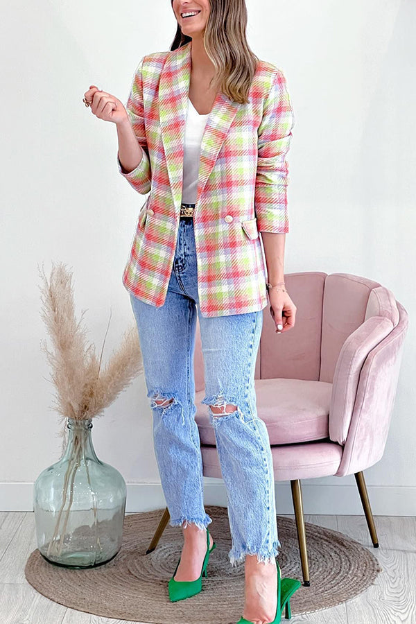 Velina Moda | Arm Pockets Printed Double Button Casual Jacket