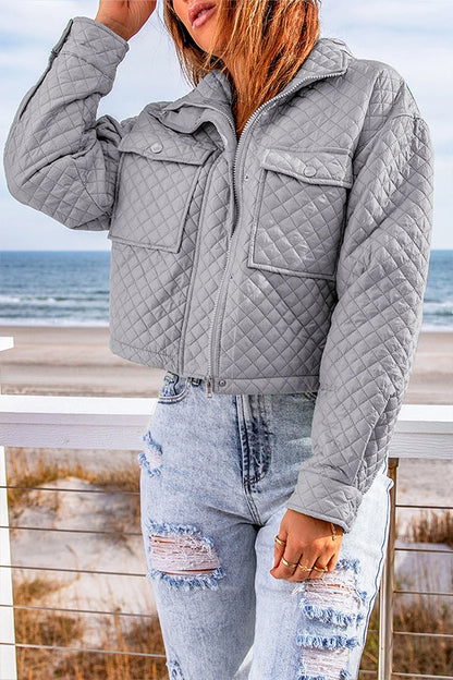 Velina Moda | Quilted Jacket with Pockets and Zipper