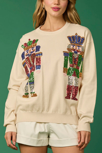 Velina Moda | Christmas Soldier Sequin Fashion Casual Sweatshirt