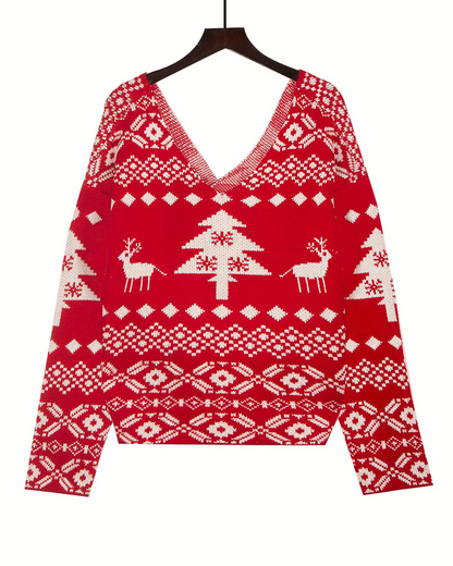 Velina Moda | Christmas Snowflake Long Sleeve Sweater
