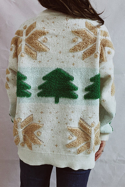 Velina Moda | Christmas Pattern Knitted Round Neck Long Sleeve Sweater