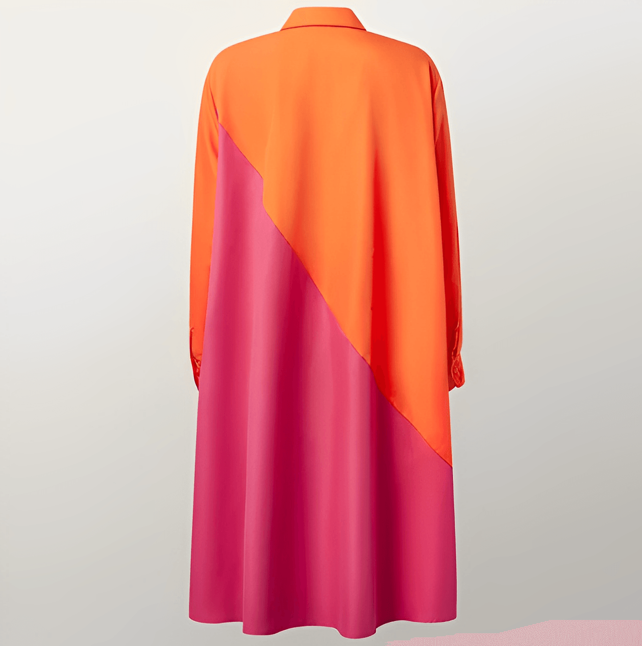 Shirt dress with lapel collar and three-quarter sleeves