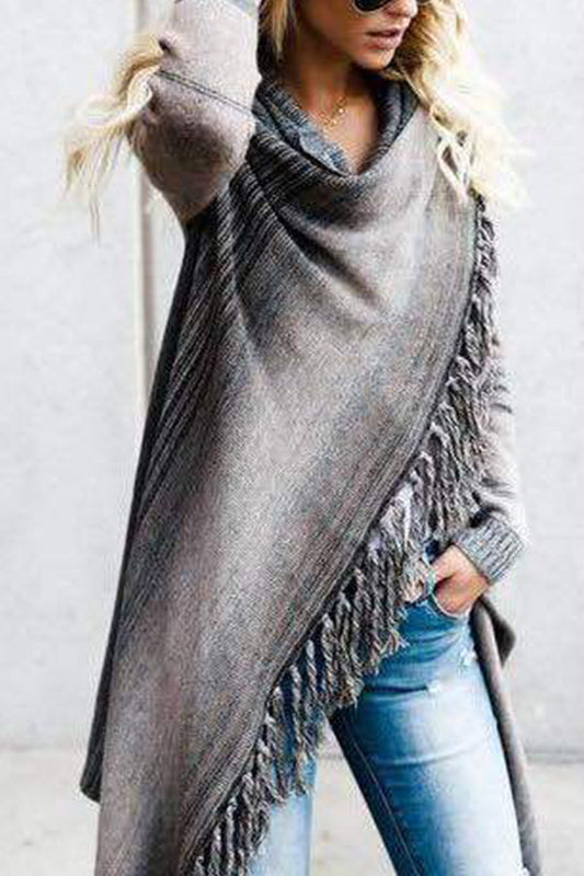 Velina Moda | Length Slim Cut Fashionable Fringed Striped Jacket