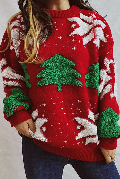 Velina Moda | Christmas Pattern Knitted Round Neck Long Sleeve Sweater