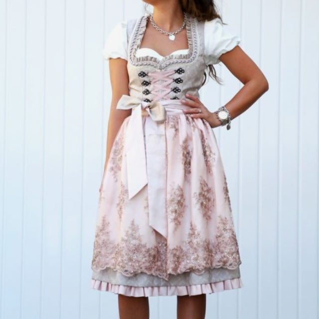 Isolde – Beige Oktoberfest dress with double skirt