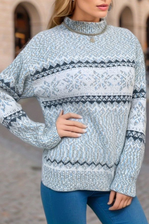 Velina Moda | Chic Christmas Turtleneck with Snowflake Sweater