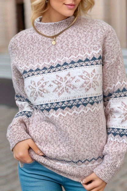 Velina Moda | Chic Christmas Turtleneck with Snowflake Sweater