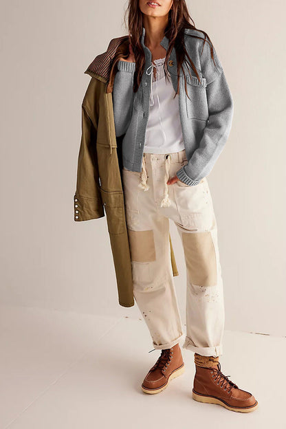 Velina Moda | Jacket Stand Collar Solid Color Cardigan Pullover