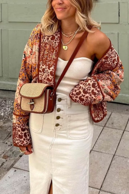 Velina Moda | Casual Short Cardigan Quilted Cotton Jacket