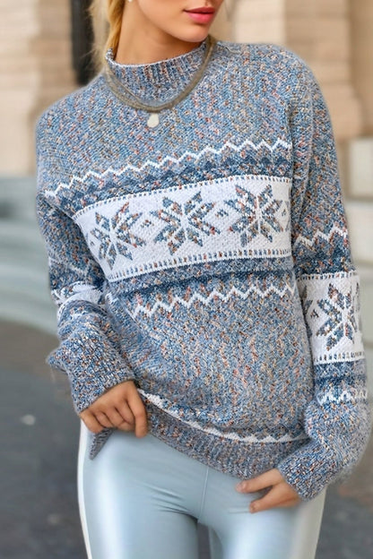 Velina Moda | Chic Christmas Turtleneck with Snowflake Sweater