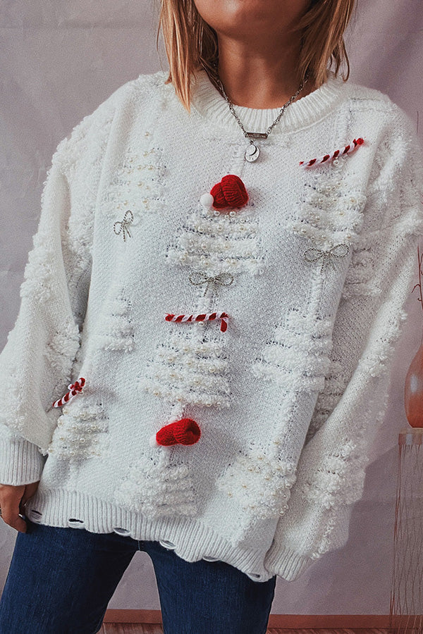 Velina Moda | Handmade Bead Christmas Theme Sweater Three-Dimensional Decorative Sweater