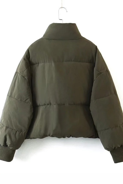 Velina Moda | Collar Zipper Pocket Thick Warm Cotton Jacket