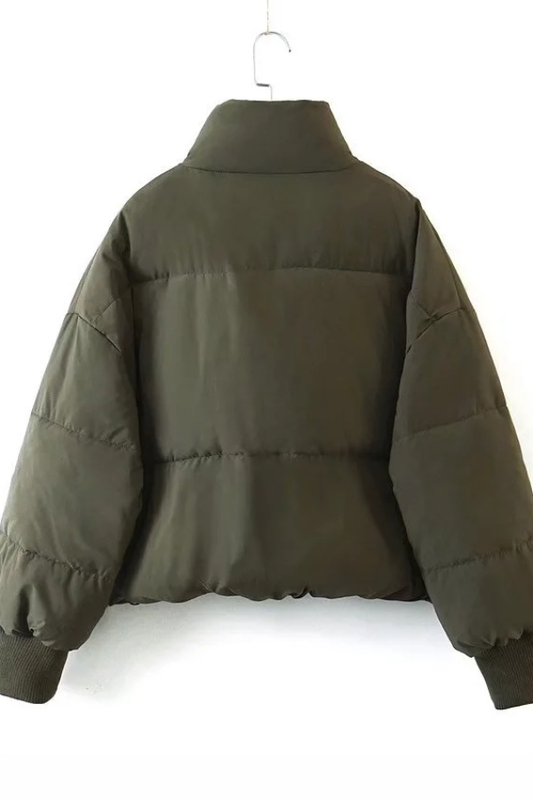 Velina Moda | Collar Zipper Pocket Thick Warm Cotton Jacket
