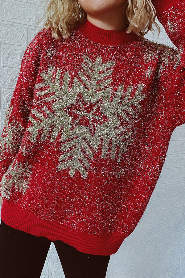 Velina Moda | Christmas Pattern Knitted Round Neck Long Sleeve Sweater