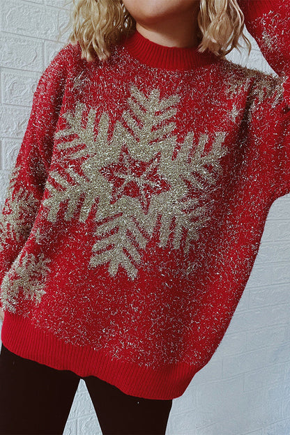 Velina Moda | Christmas Pattern Knitted Round Neck Long Sleeve Sweater