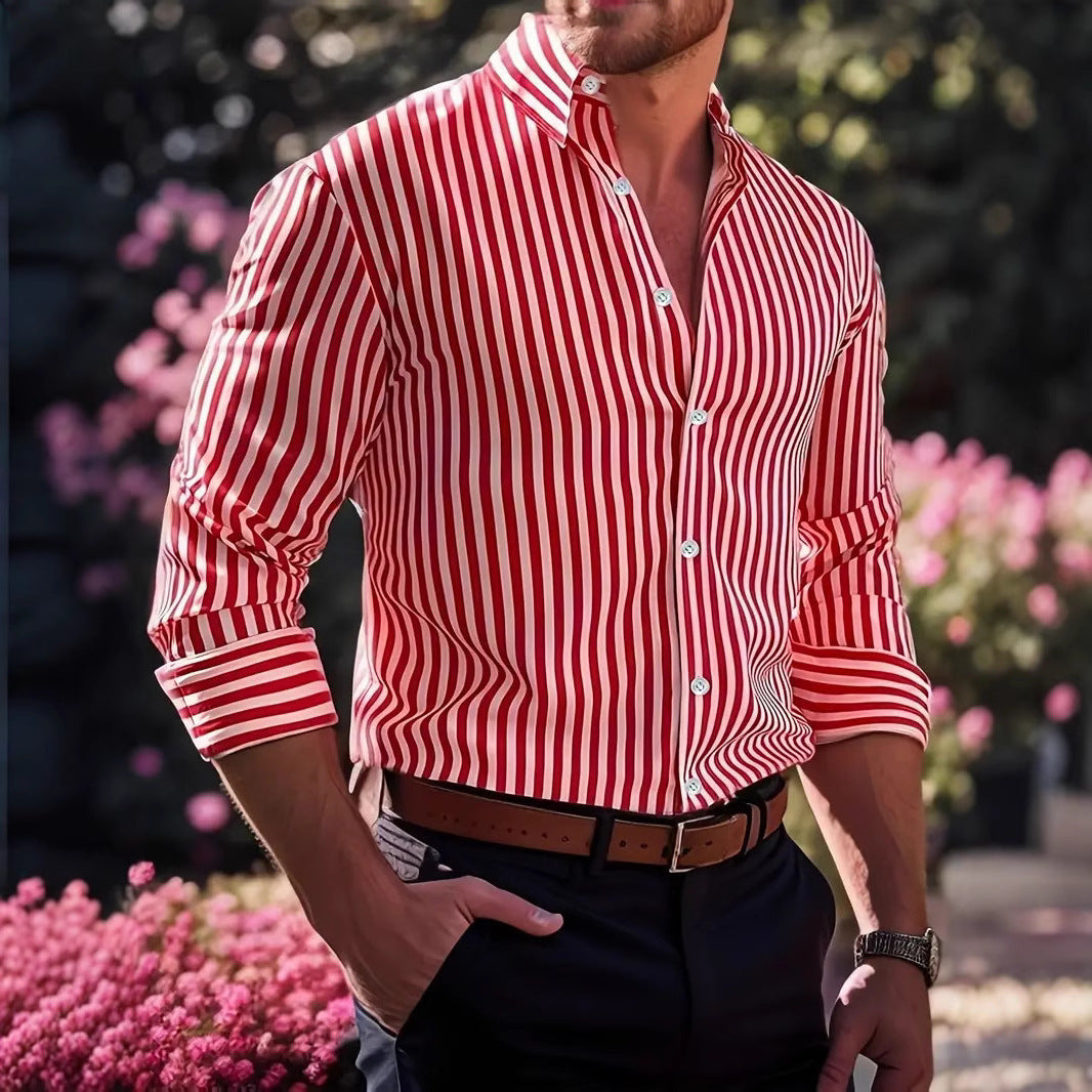 Roma – Vertical striped shirt with classic collar
