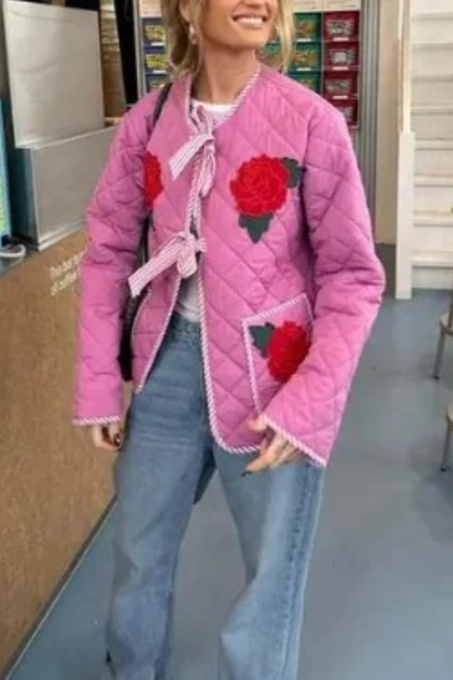 Velina Moda | Print Bow Puffer Jacket