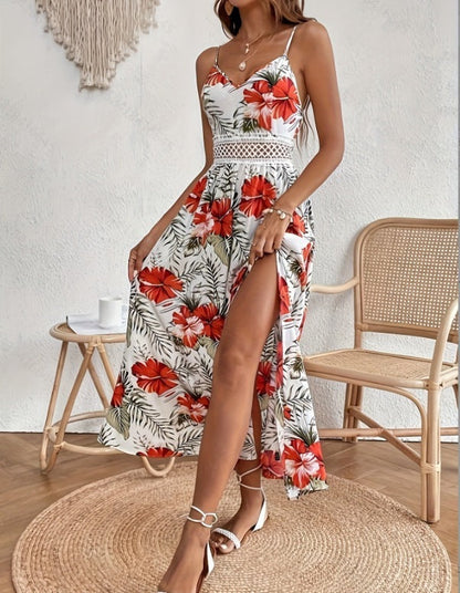 Isla – Long floral dress with side slit