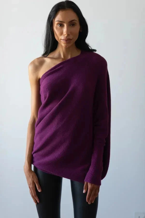 Asymmetrical draped sweater
