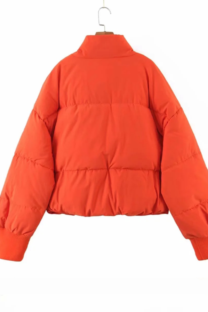 Velina Moda | Collar Zipper Pocket Thick Warm Cotton Jacket