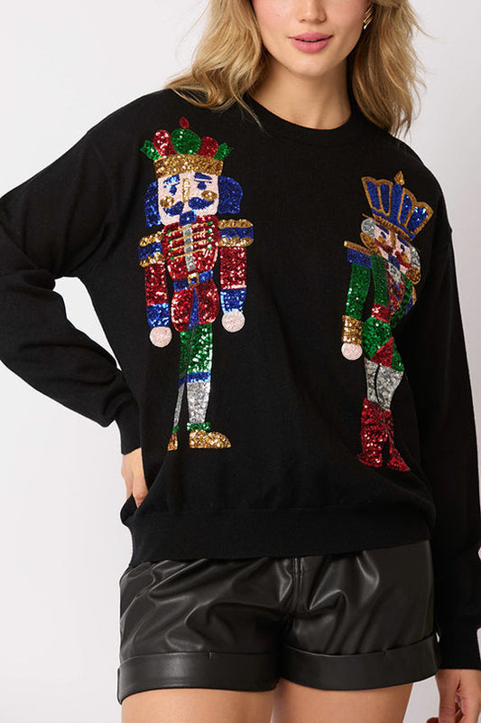 Velina Moda | Christmas Soldier Sequin Fashion Casual Sweatshirt