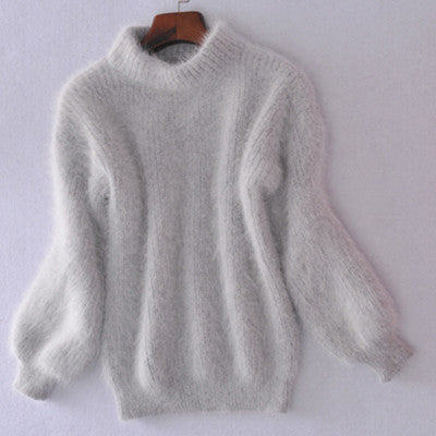 Winter Sweater with Fleece Knit and Balloon Sleeves