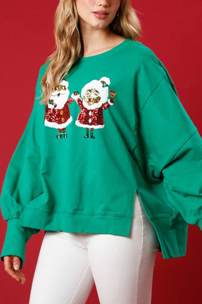 Velina Moda | Santa Sequins Casual Loose Long Sleeve Sweatshirt