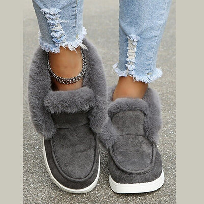Velina Moda | Winter Moccasins - Suede Slip-On Moccasins with Fur Lining