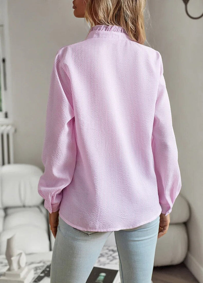 Fashion blouse with long sleeves and stripe pattern