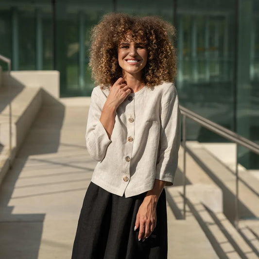 Short Blouse Made of Natural Linen
