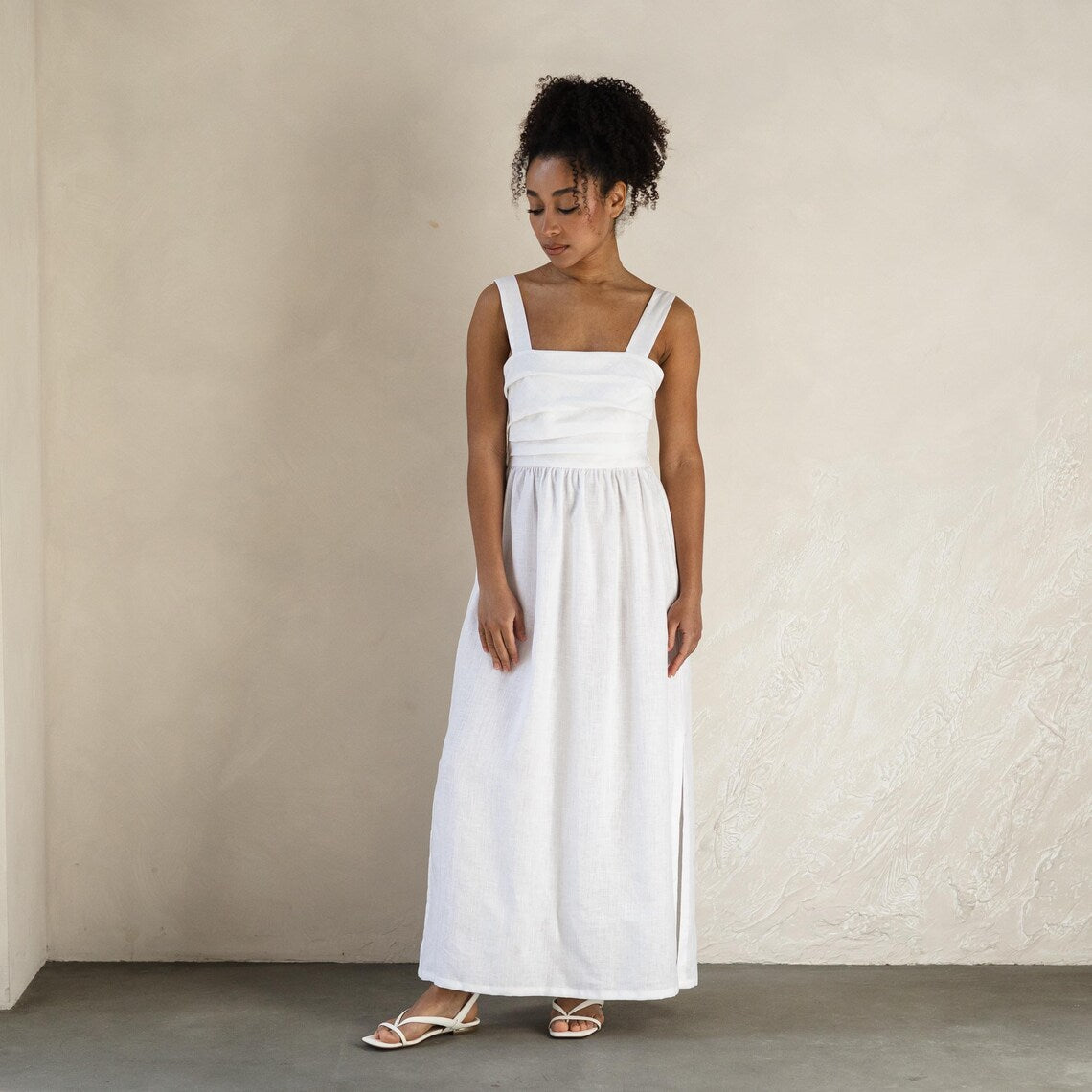 White Dress with Wide Straps