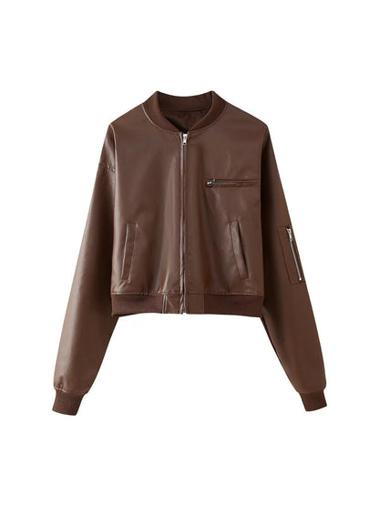 Velina Moda | Leather Bomber Jacket