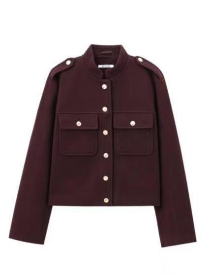 Velina Moda | Pocket Button-Up Wool Jacket