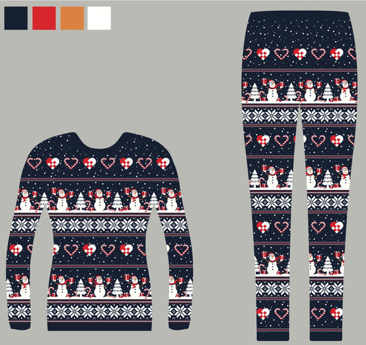 Velina Moda | Christmas Heart Christmas Pajamas Navy